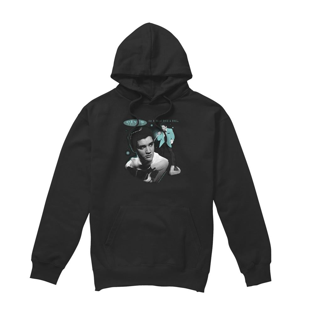 Black - Front - Elvis Presley Unisex Adult Teal Portrait Hoodie