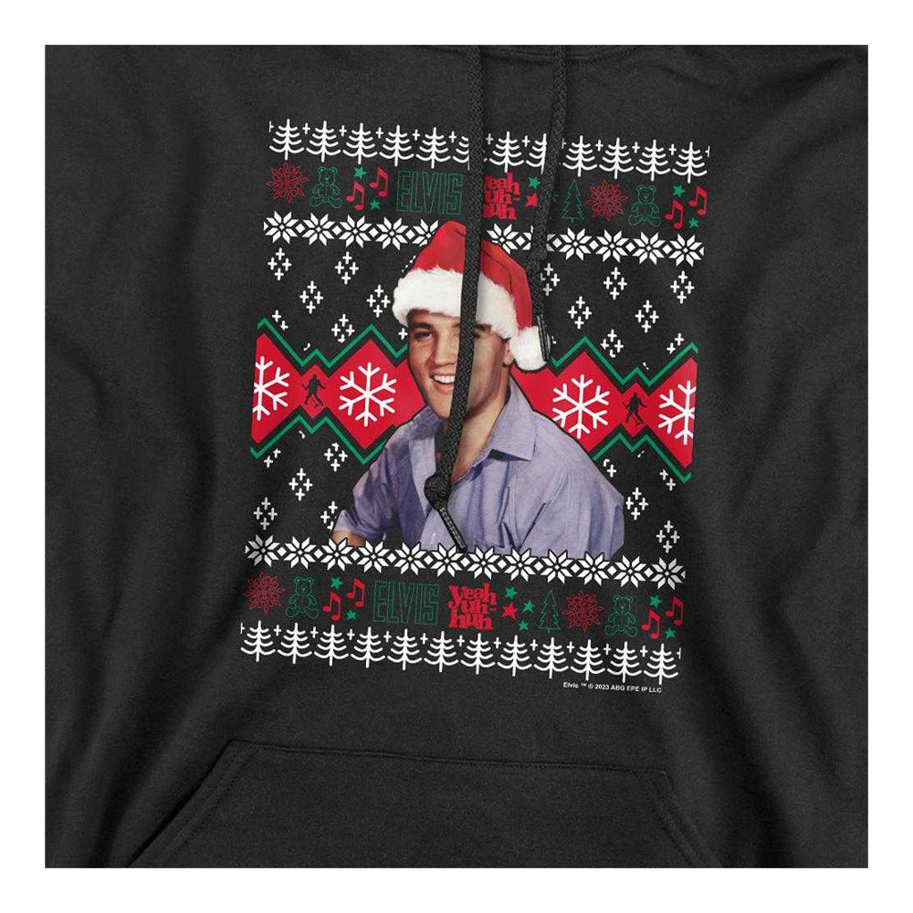 Black - Side - Elvis Presley Unisex Adult Ugly Christmas Sweater Hoodie