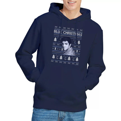 Navy - Lifestyle - Elvis Presley Unisex Adult Ugly Christmas Fair Isle Hoodie