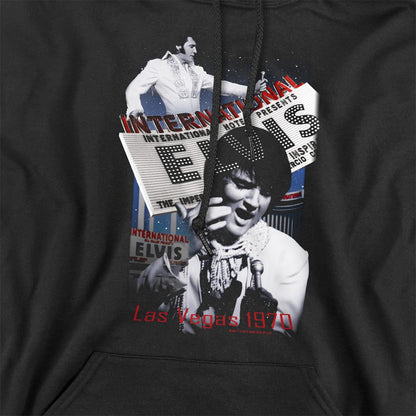 Black - Side - Elvis Presley Unisex Adult International Hotel Hoodie