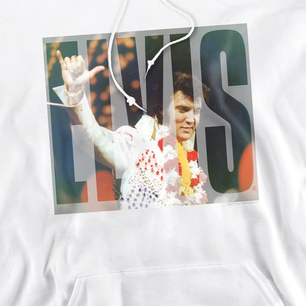 White - Side - Elvis Presley Unisex Adult Aloha Knockout Hoodie