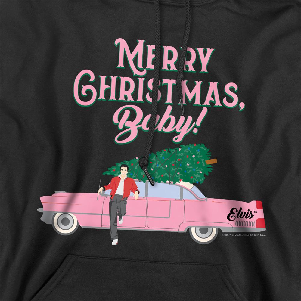 Black - Side - Elvis Presley Unisex Adult Merry Christmas Baby Hoodie