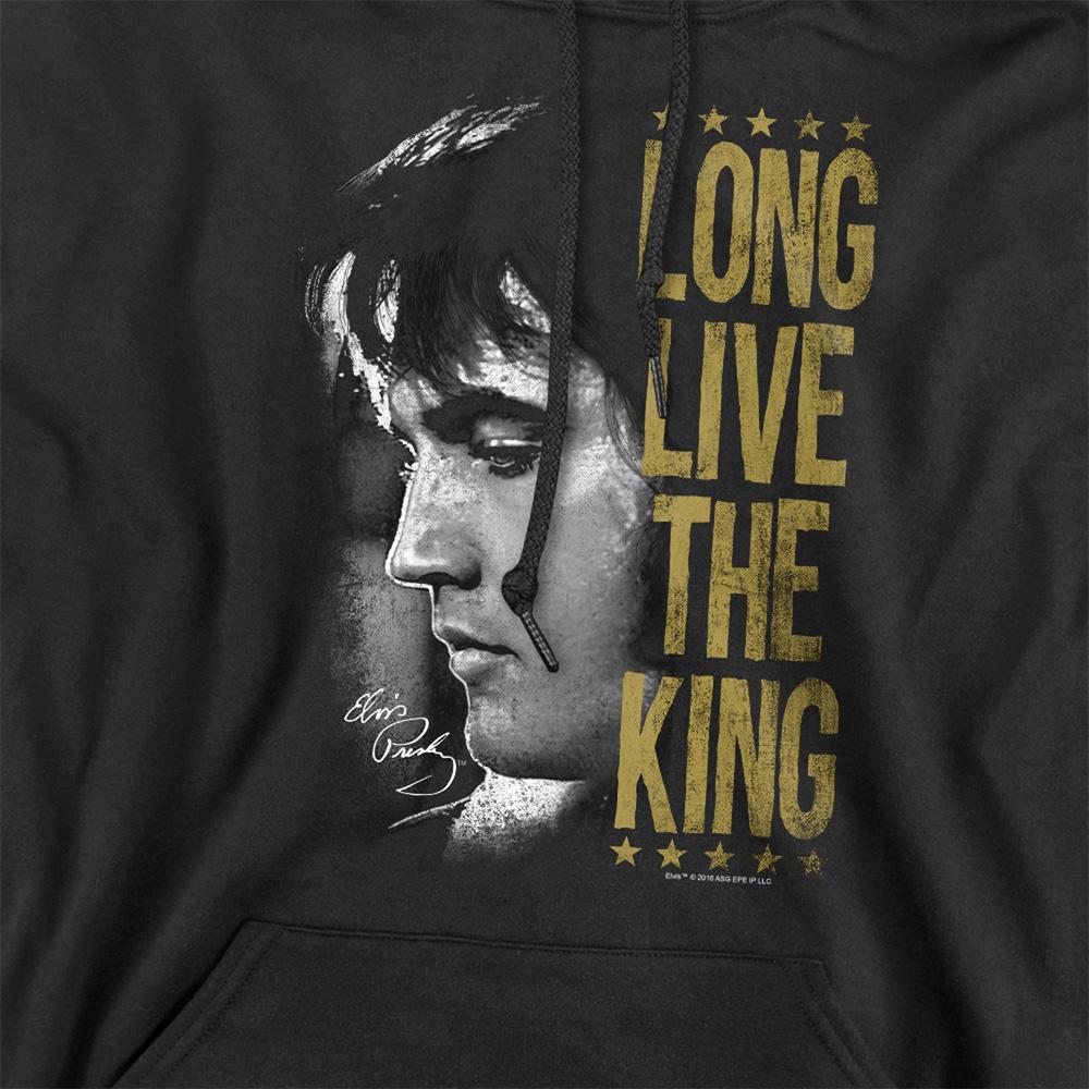 Black - Side - Elvis Presley Unisex Adult Long Live The King Hoodie