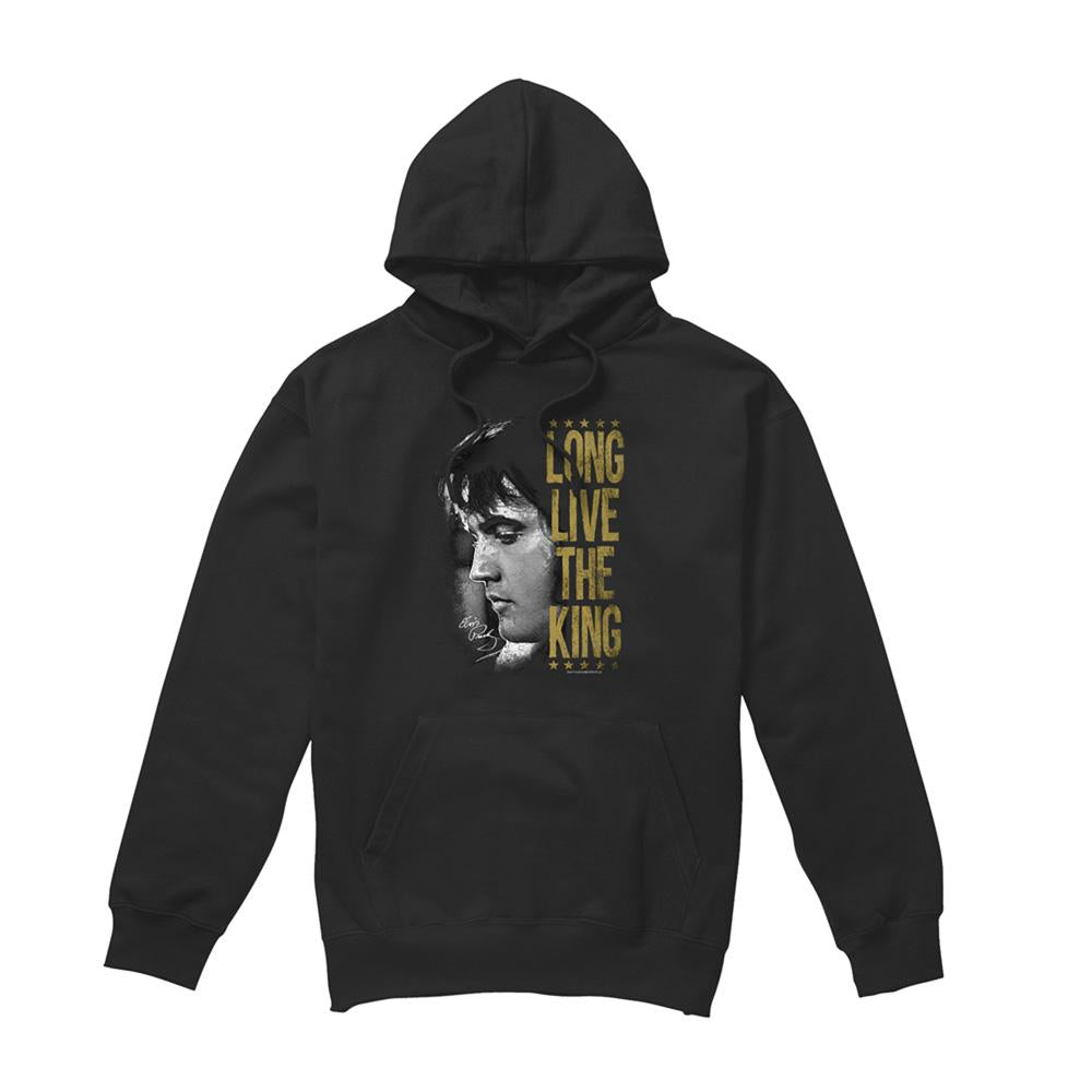 Black - Front - Elvis Presley Unisex Adult Long Live The King Hoodie
