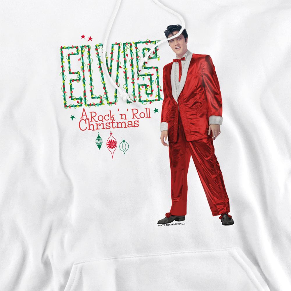 White - Side - Elvis Presley Unisex Adult Holiday Lights Christmas Hoodie