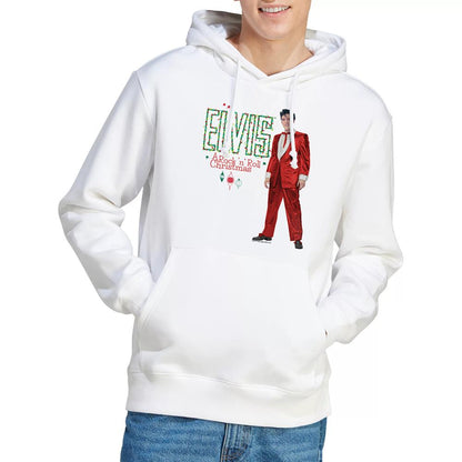 White - Lifestyle - Elvis Presley Unisex Adult Holiday Lights Christmas Hoodie