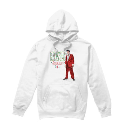 White - Front - Elvis Presley Unisex Adult Holiday Lights Christmas Hoodie
