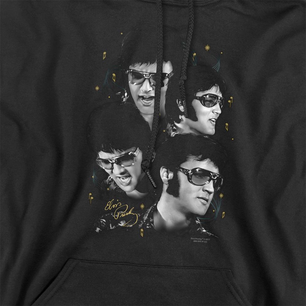 Black - Side - Elvis Presley Unisex Adult Faces Hoodie