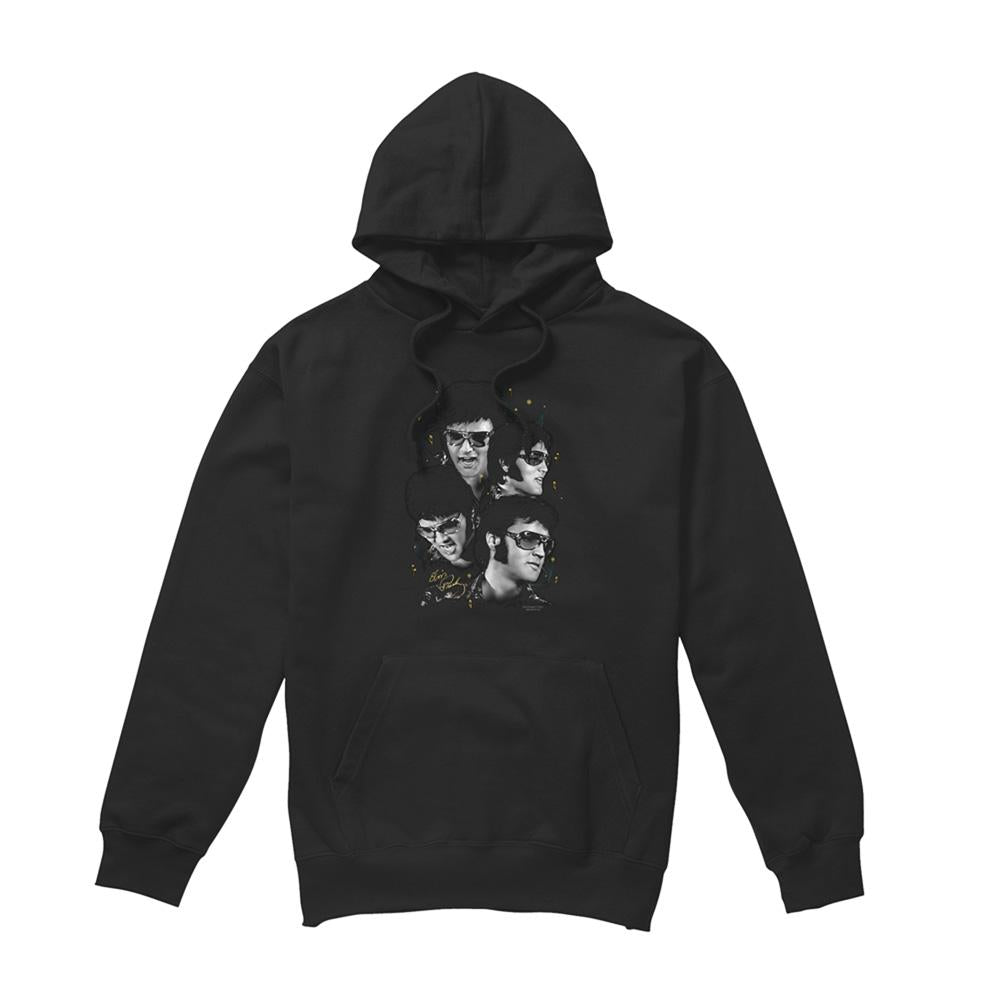 Black - Front - Elvis Presley Unisex Adult Faces Hoodie
