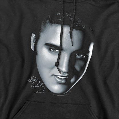 Black - Side - Elvis Presley Unisex Adult Big Face Hoodie