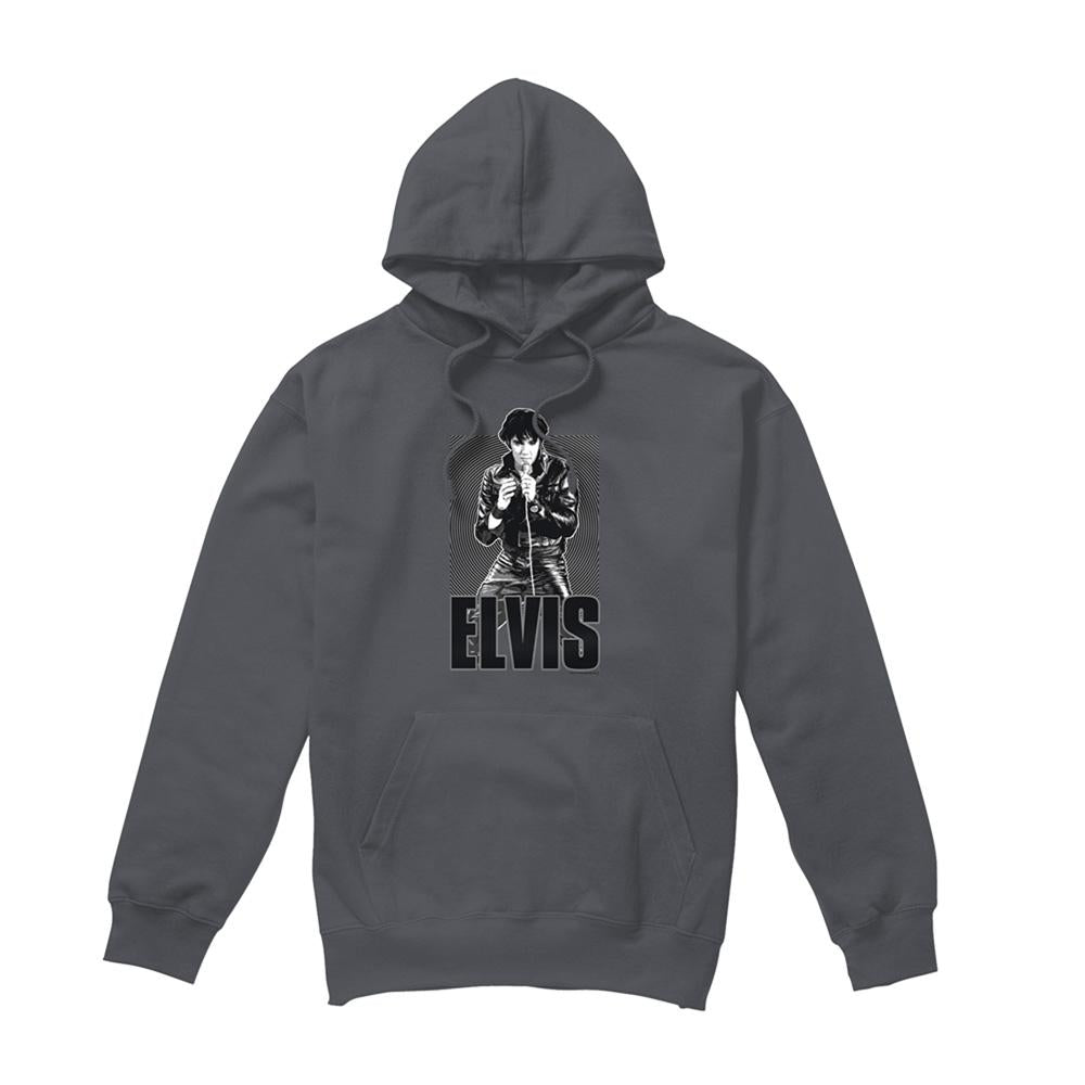 Charcoal - Front - Elvis Presley Unisex Adult Leather Jacket Hoodie