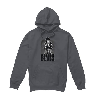 Charcoal - Front - Elvis Presley Unisex Adult Leather Jacket Hoodie