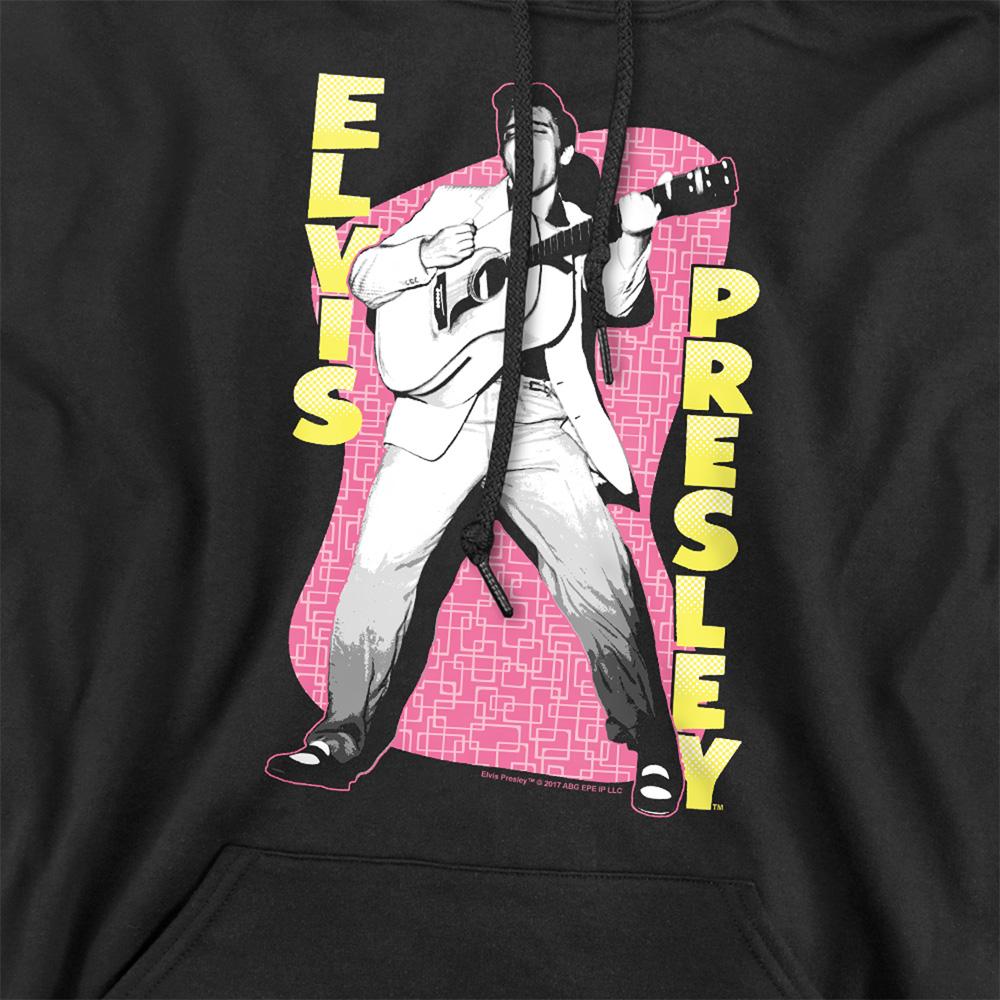 Black - Side - Elvis Presley Unisex Adult Pink Rock Hoodie