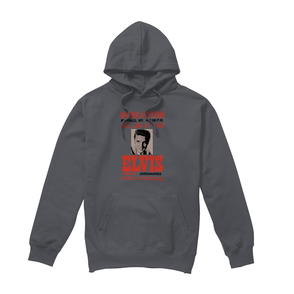 Charcoal - Front - Elvis Presley Unisex Adult Buffalo 1956 Hoodie