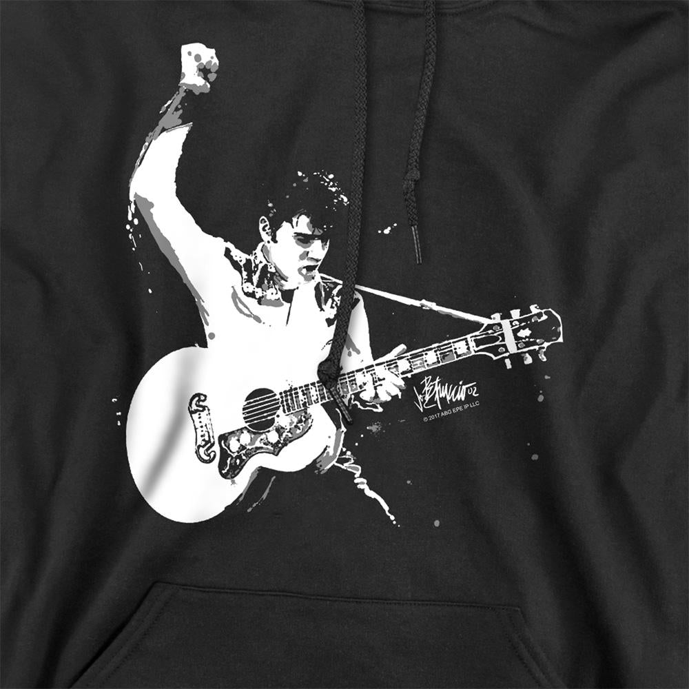 Black - Side - Elvis Presley Unisex Adult Guitarman Hoodie