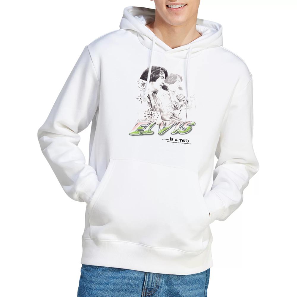 White - Back - Elvis Presley Unisex Adult Is A Verb Hoodie