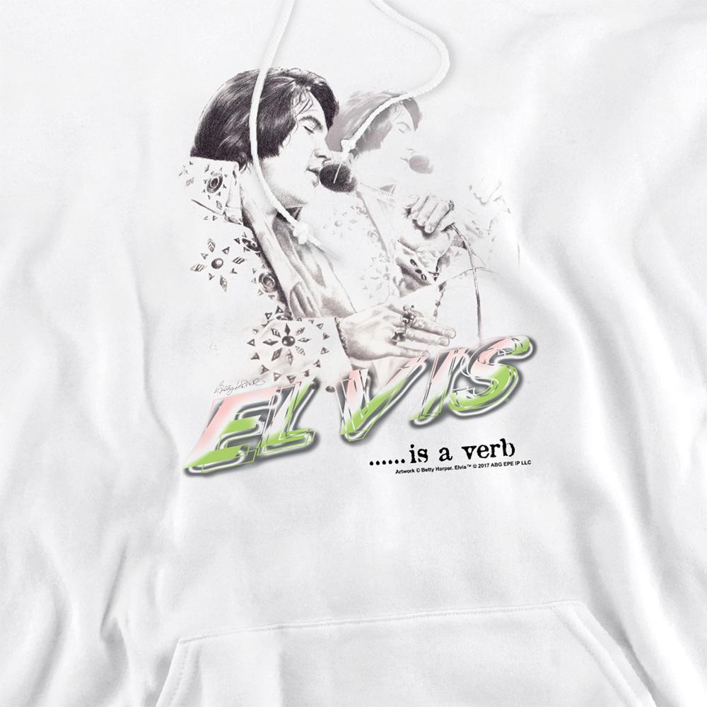 White - Side - Elvis Presley Unisex Adult Is A Verb Hoodie