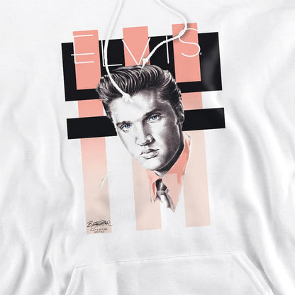 White - Side - Elvis Presley Unisex Adult Retro Hoodie