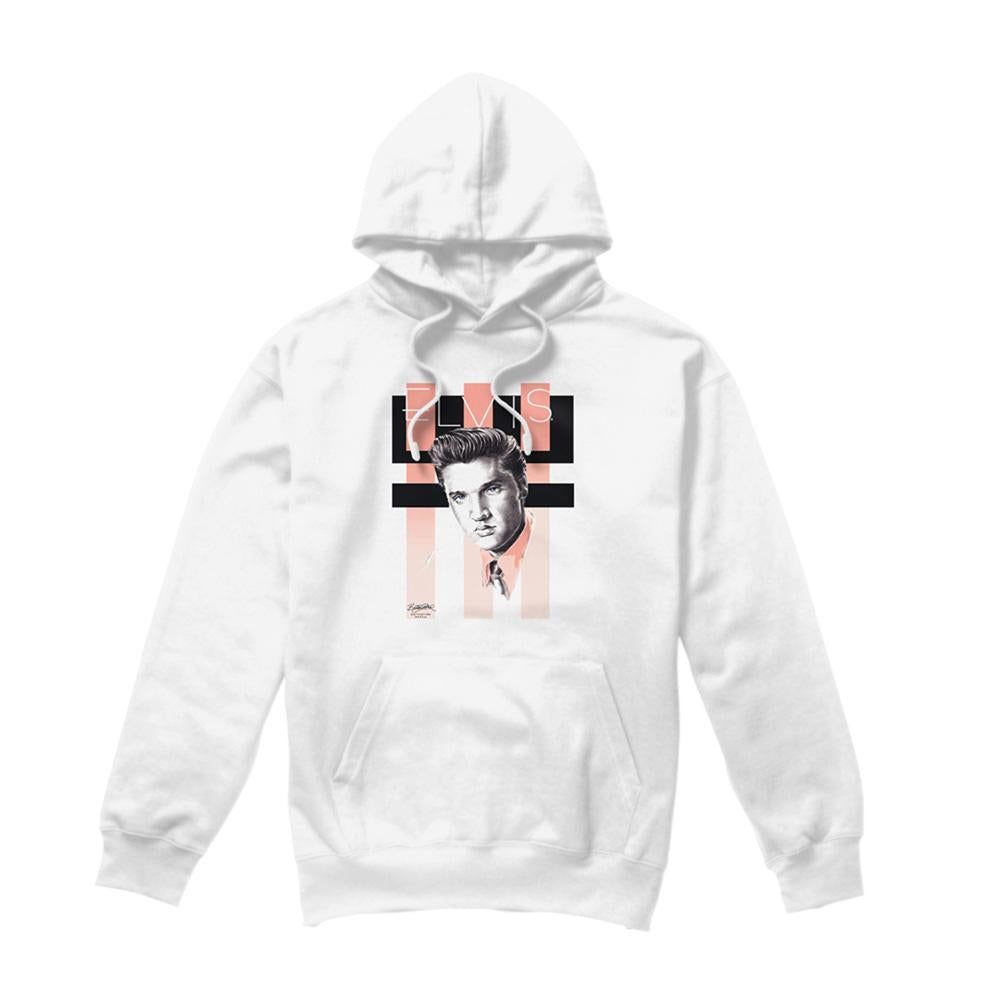 White - Front - Elvis Presley Unisex Adult Retro Hoodie