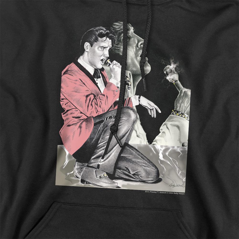 Black - Side - Elvis Presley Unisex Adult Rock N Roll Smoke Hoodie