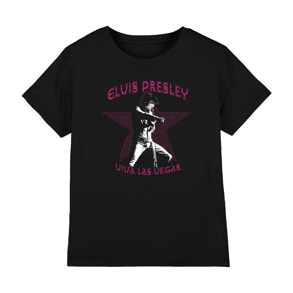 Black - Front - Elvis Presley Childrens-Kids Viva Las Vegas Star T-Shirt