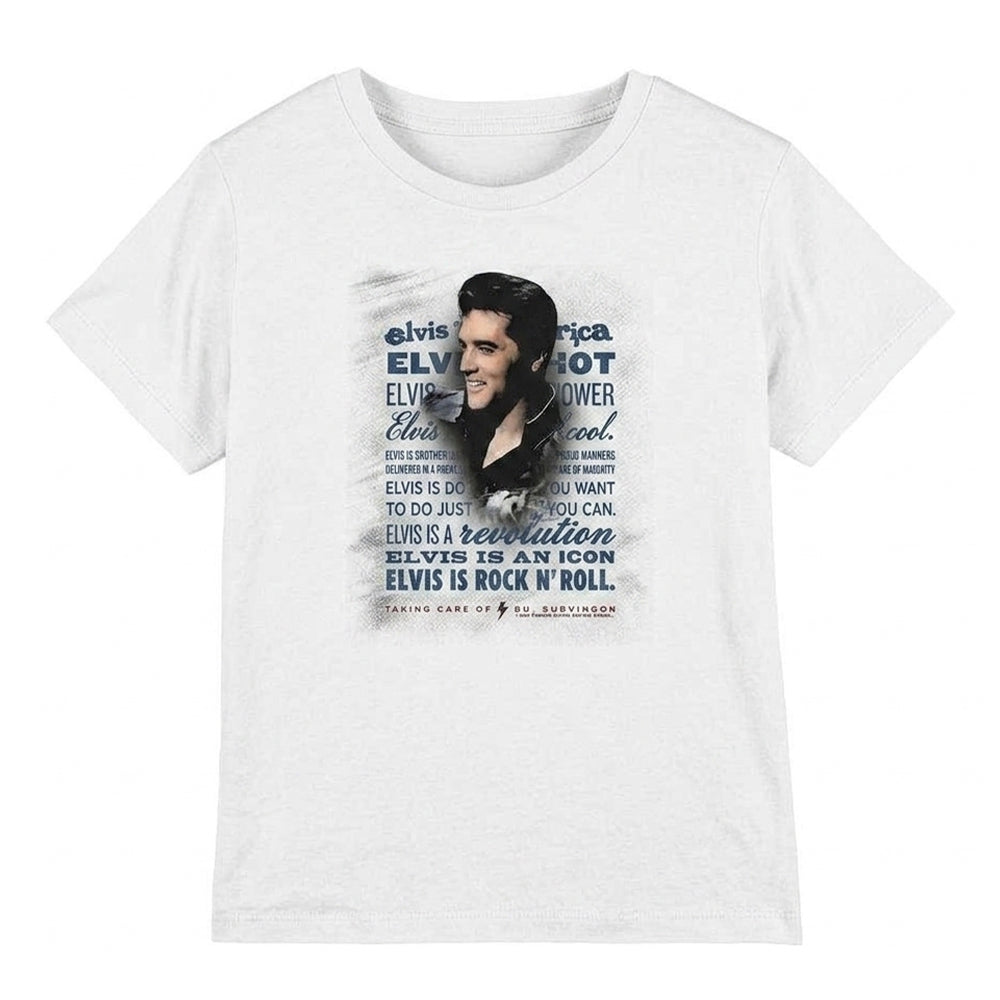 White - Front - Elvis Presley Childrens-Kids Icon T-Shirt