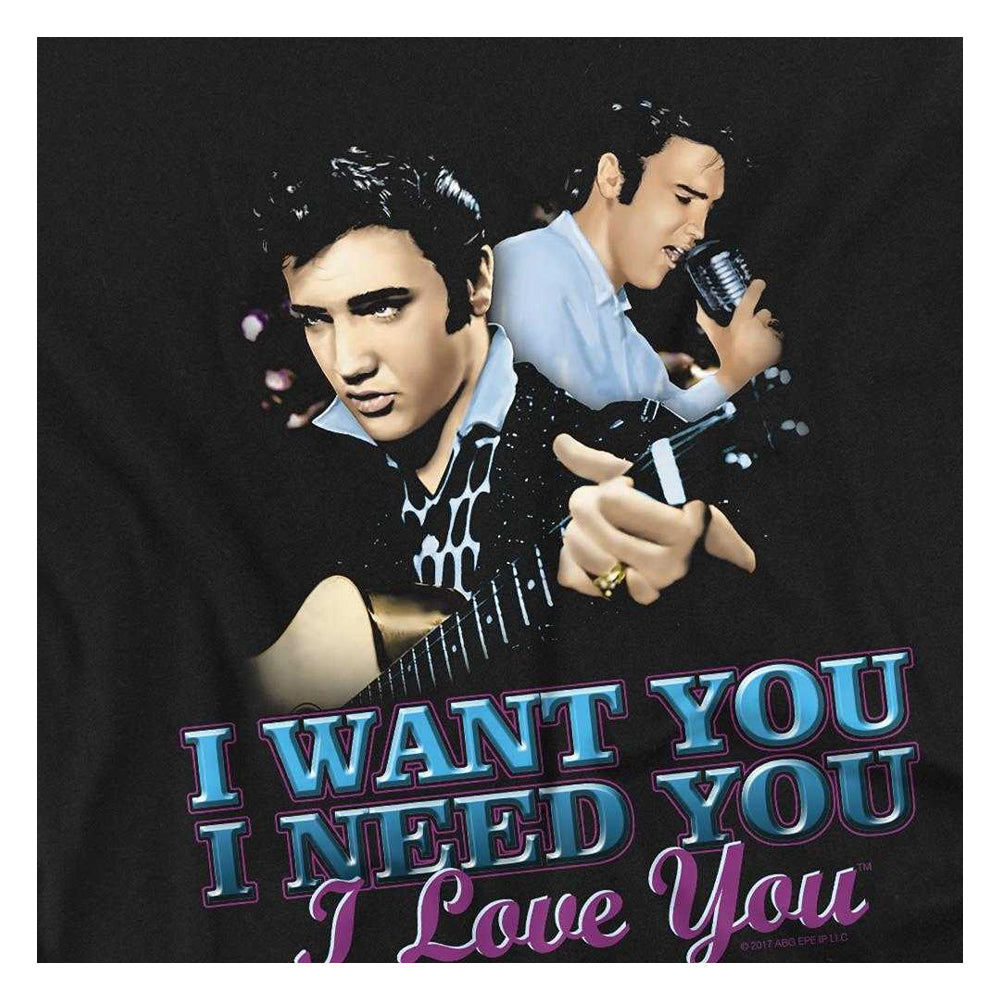 Black - Side - Elvis Presley Childrens-Kids I Want You T-Shirt