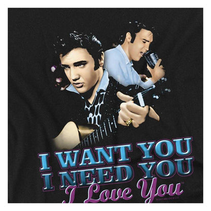 Black - Side - Elvis Presley Childrens-Kids I Want You T-Shirt