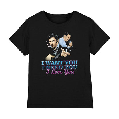Black - Front - Elvis Presley Childrens-Kids I Want You T-Shirt
