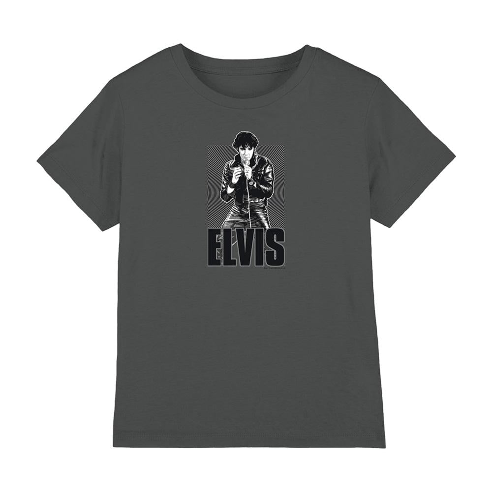 Charcoal - Front - Elvis Presley Childrens-Kids Leathered T-Shirt