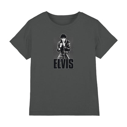 Charcoal - Front - Elvis Presley Childrens-Kids Leathered T-Shirt
