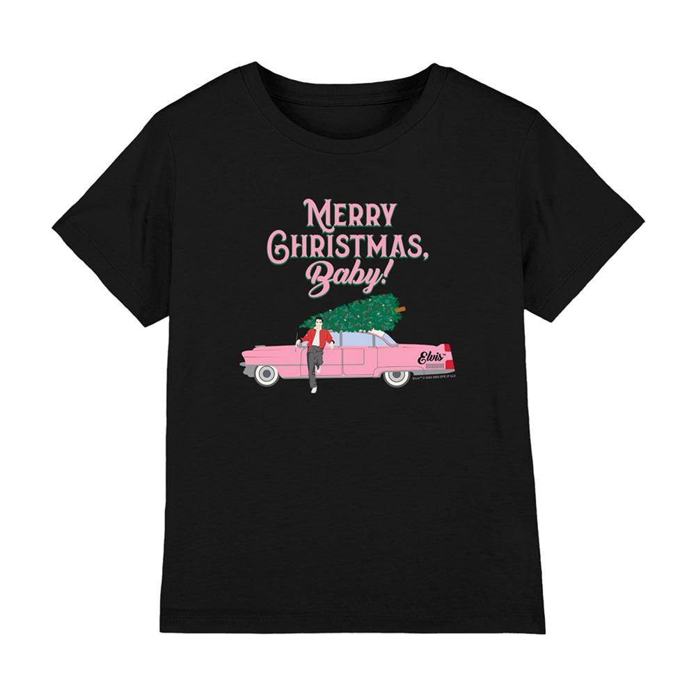 Black - Front - Elvis Presley Childrens-Kids Merry Christmas Baby T-Shirt