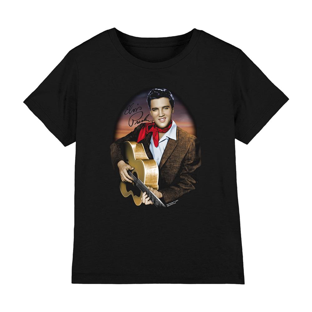 Black - Front - Elvis Presley Childrens-Kids Red Scarf 2 T-Shirt