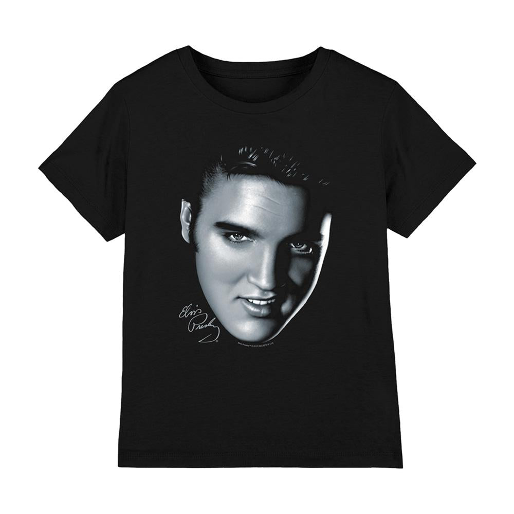 Black - Front - Elvis Presley Childrens-Kids Big Face T-Shirt