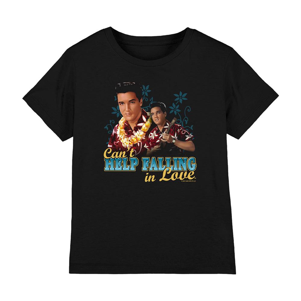Black - Front - Elvis Presley Childrens-Kids Cant Help Falling T-Shirt