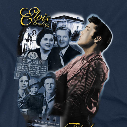 Navy - Side - Elvis Presley Childrens-Kids Tupelo T-Shirt