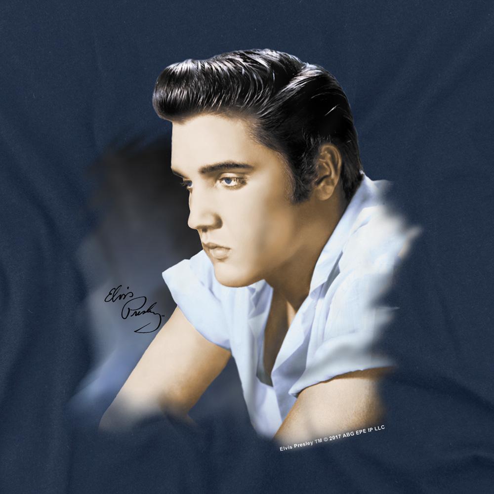 Navy - Side - Elvis Presley Childrens-Kids Profile T-Shirt
