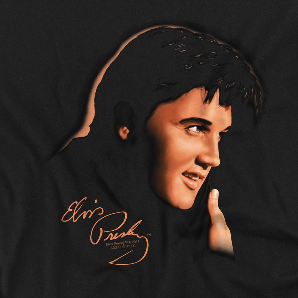 Black - Side - Elvis Presley Childrens-Kids Warm Portrait T-Shirt