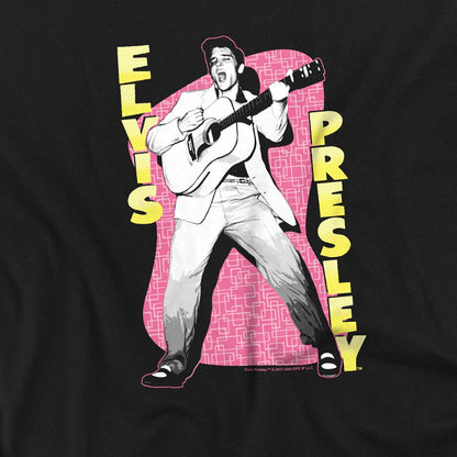 Black - Side - Elvis Presley Childrens-Kids Pink Rock T-Shirt
