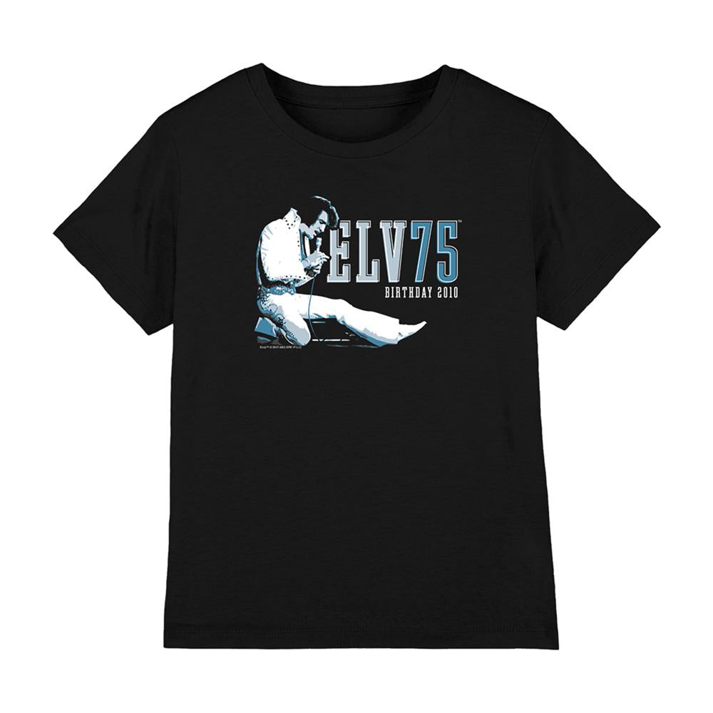 Black - Front - Elvis Presley Childrens-Kids Logo 75th T-Shirt