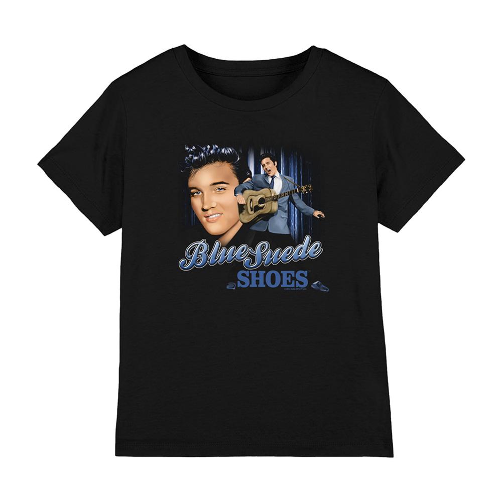 Black - Front - Elvis Presley Childrens-Kids Blue Suede Shoes T-Shirt
