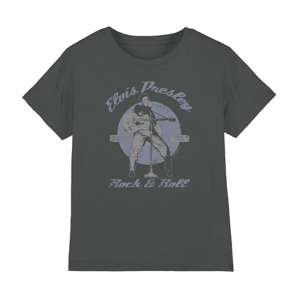 Charcoal - Front - Elvis Presley Childrens-Kids Rock Roll T-Shirt
