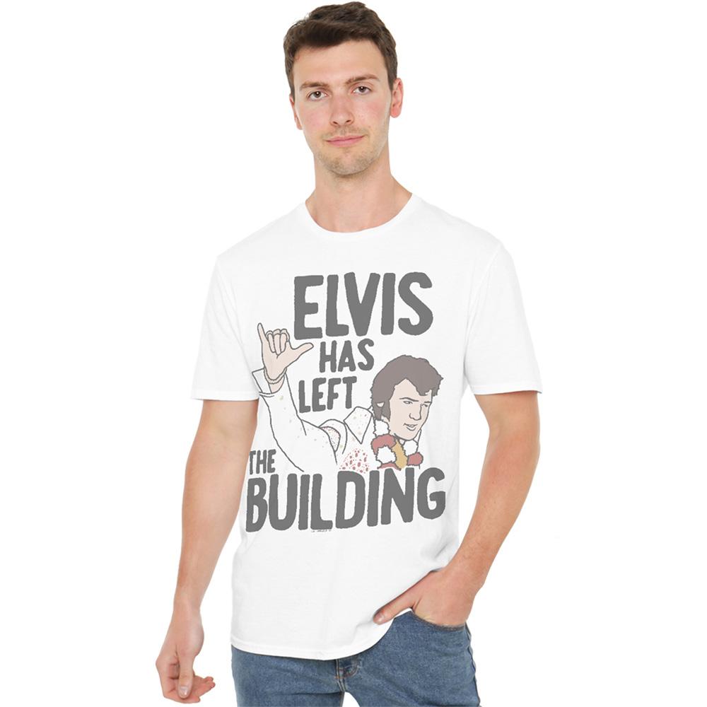 White - Side - Elvis Presley Unisex Adult Elvis Has Left The Building T-Shirt
