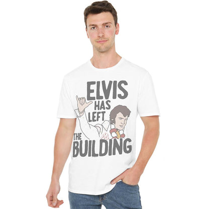 White - Side - Elvis Presley Unisex Adult Elvis Has Left The Building T-Shirt