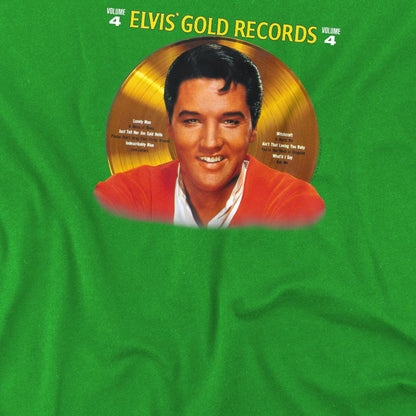 Kelly Green - Side - Elvis Presley Childrens-Kids Gold Record T-Shirt