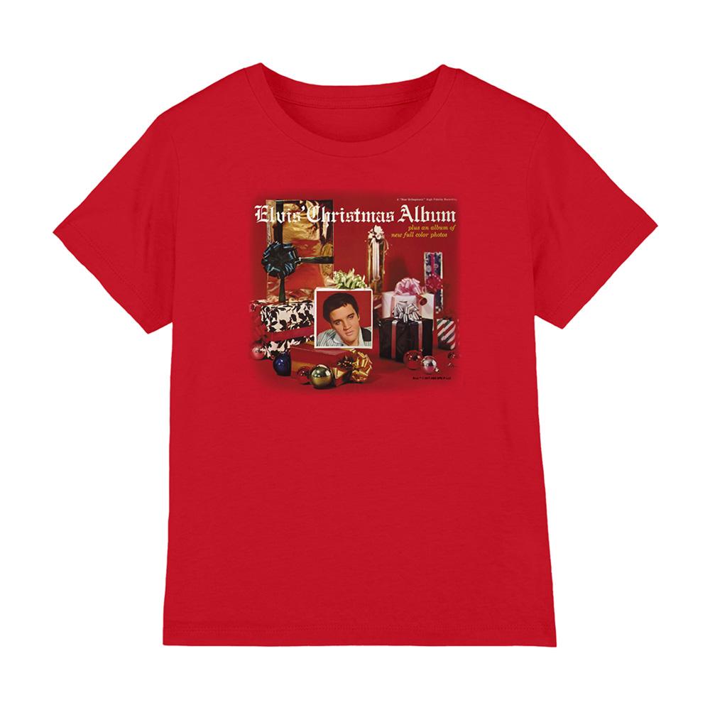 Red - Front - Elvis Presley Childrens-Kids Album Christmas T-Shirt