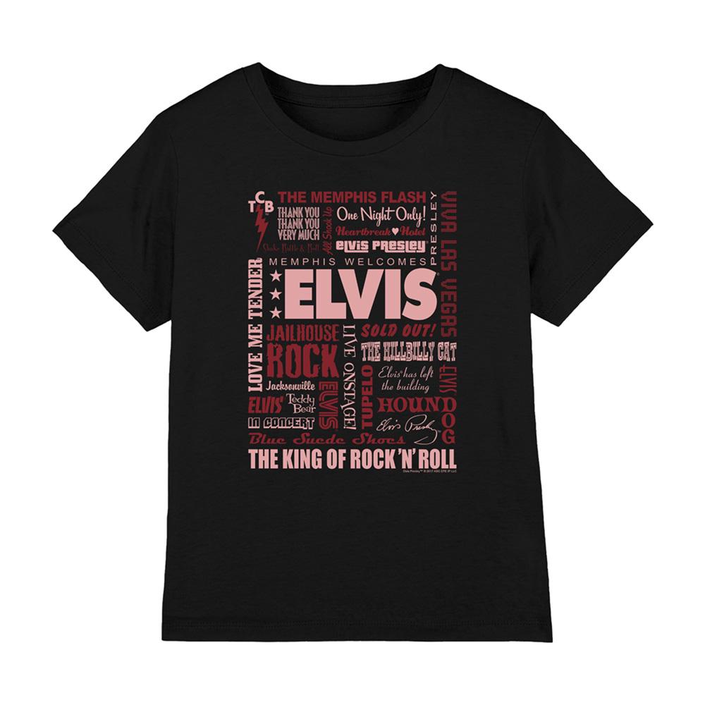 Black - Front - Elvis Presley Childrens-Kids Whole Lotta Type T-Shirt