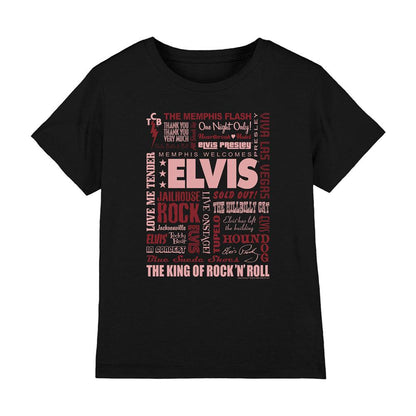 Black - Front - Elvis Presley Childrens-Kids Whole Lotta Type T-Shirt
