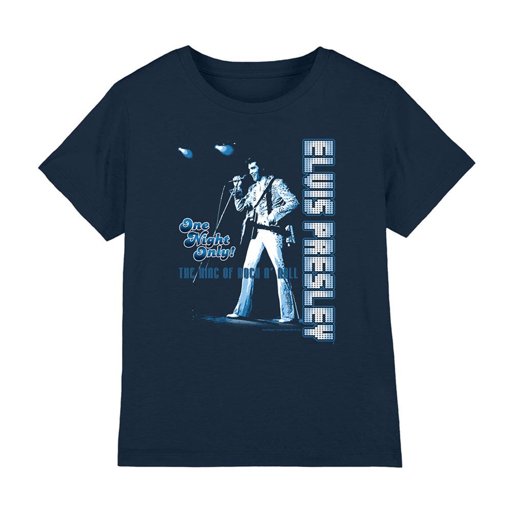 Navy - Front - Elvis Presley Childrens-Kids One Night Only T-Shirt