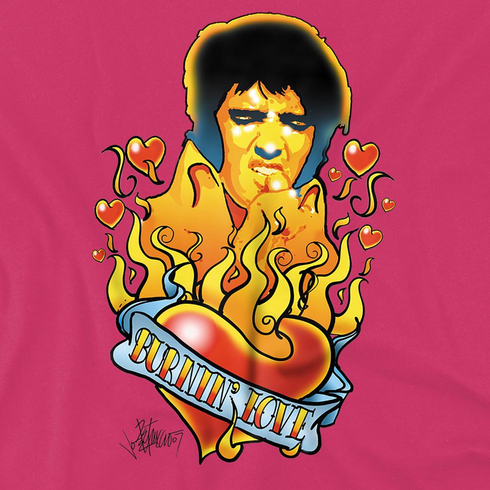 Hot Pink - Side - Elvis Presley Childrens-Kids Burning Love T-Shirt